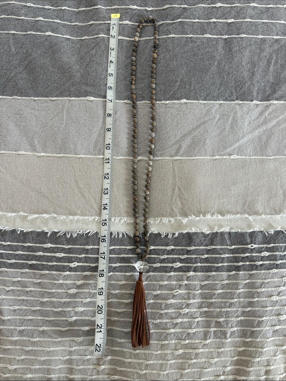 Brown Beaded Tassel Necklace - Unbranded